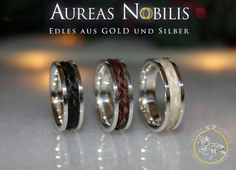 Ring aus 585er Weißgold (Nickelfrei) 1 Aureas-Nobilis-Schmuck-mit-Pferdehaar-Schweifhaar-Ring-4223857
