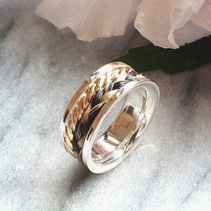 Ring aus 925er Silber  mit Kordel aus 333er Gold