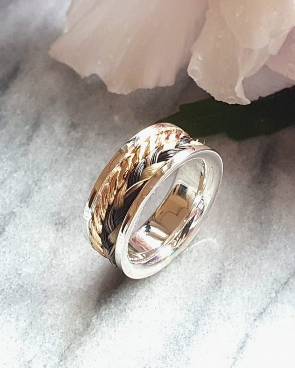 Ring aus 925er Silber  mit Kordel aus 585er Gold – Bild 6